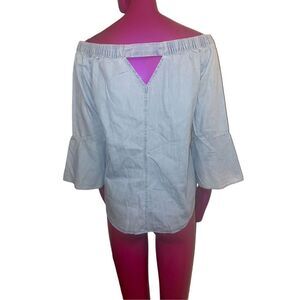 Vintage Calvin Klein denim 3/4 bell sleeve off the shoulder top